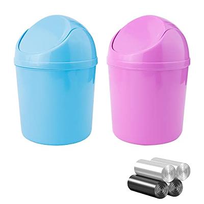 Mini Trash Can with Pop Up Lid Small Wastebasket with 2 Rolls of Trash Bags,  Tiny Desktop Waste Garbage Bin for Home, Office, Kitchen, Vanity Tabletop,  Bedroom, Bathroom(Blue) - Yahoo Shopping