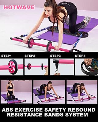 All in One Home Workout ABS Wheel Roller Men Women Fitness Tool Resistance  Band