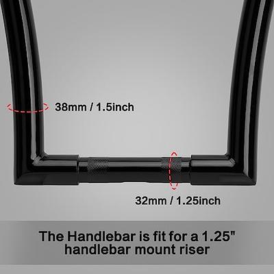 LKV 14 Rise 1.5 Fat Ape Hanger Handlebar 1.25 Clamp Balck DNA Monster Meathook  Handle Bar Compatible with Harley Road Glide FLTRX Special FLTRXS Ultra  FLTRU Limited FLTRK CVO Ultra FLTRUSE 