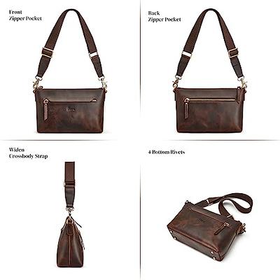 Crossbody Bag for Women Genuine Leather Wide Strap Shoulder Bag