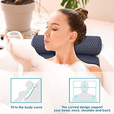 Bath Pillow Bathtub Pillow, Luxury Bath Pillows For Tub Neck And Back  Support, Bath Tub Pillow Headrest With Soft 4d Fabric And Non-slip Suction  Cups, Relaxing Bath Accessories Spa Gifts, Bathroom Accessories 