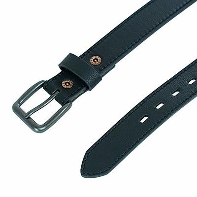 Skeleteen Double Grommet Punk Belt - Black Faux Leather 2 Prong and Holes Aesthetic Grunge Belts for Men Women and Kids - Size Small (Large)