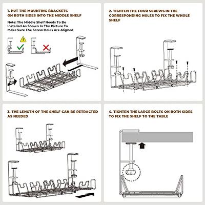 No Drilling Extendable Under Desk Cable Management Metal Cable Tray Under  Desk with Clamp Retractable Power Strip Cord Holder - AliExpress