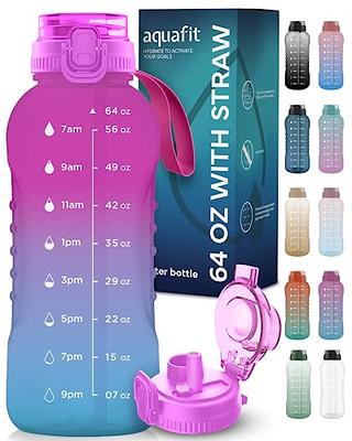 Water Bottle with Straw, 32oz/1 Liter BPA-Free Motivational Water Bottle, Water Bottle with Time Maker, for Bottled Joy Sports Jug, Leakproof Buckle