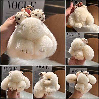 Faux Fur Fluffy Bunny Rabbit Keychain 