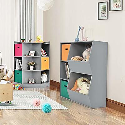 White Kids Toy Storage Cabinet 3-Drawer Organizer Cube Shelf with Hidden  Wheels