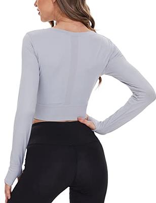 MathCat Long Sleeve Crop Tops for Women, Workout Shirts for Women