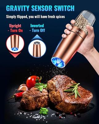 Graviti Electric Pepper Mill: Simply flip it over to start grinding