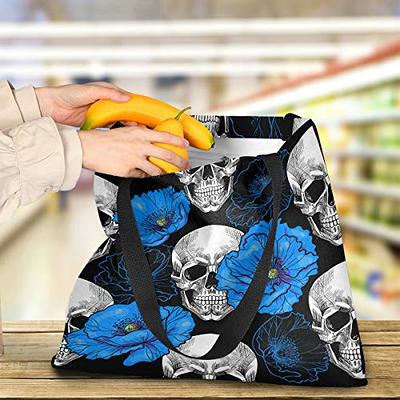 Fashionable Skull Printed Canvas Shopping Bag, Versatile