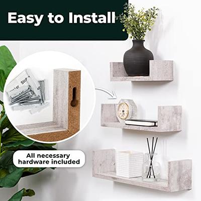 Greenco 5-Tier Floating Corner Shelves, Wall Organizer Storage,  Easy-to-Assemble Wall Mount Shelves for Bedrooms, Bathroom, Kitchen,  Offices, & Living