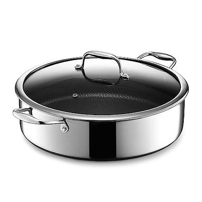 HexClad Hybrid Nonstick Sauté Pan and Lid, Chicken Fryer, 7-Quart