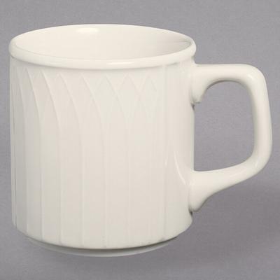 Acopa 7 oz. Ivory (American White) Rolled Edge Stoneware Coffee Cup / Mug -  36/Case