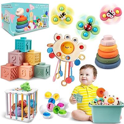 Sensory Toys, Baby Shape Sorter Toy, Montessori Developmental Toys for 1-3  Year Old, Storage Cube Bin & 12 Sensory Shape Blocks, Early Learning