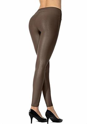 SANTINY Women's Faux Leather Leggings Pants Stretch High Waisted