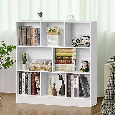Black Small Bookshelf, Wood 8 Cube Storage Organizer Book Shelves