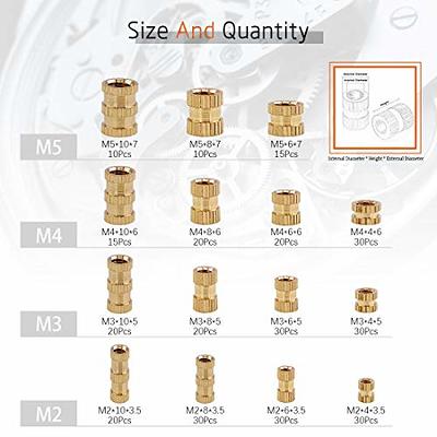 330PCS Knurled Brass Threaded Insert Nuts Set M2 M3 M4 M5 Brass Insert Nut  Injection Molding Assortment Kit