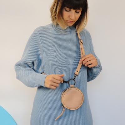 Small Round Leather Circle Crossbody Bag