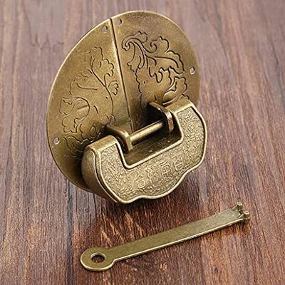 2 Pcs Bronze Cabinet Locks with Keys Lock Replacement for Antique Furniture