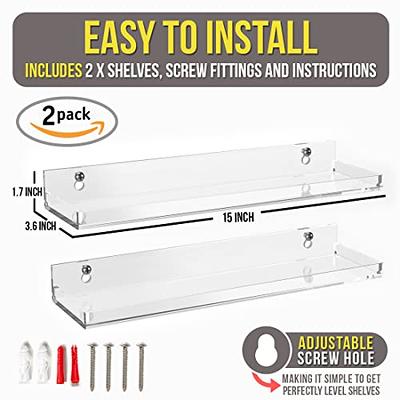 Pretty Display Acrylic Bathroom Shelves [2 Pack] Wall Mounted 15 Shelf Set  - Crystal Clear Floating Shelves, Easy to Wall Mount, Rust-Proof &  Maintenance-Free - Yahoo Shopping