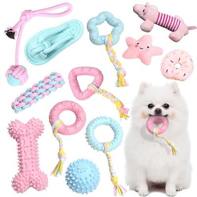 DLDER 7 PCS Puppy Toys,Puppy Chew Toys for Teething Small Dogs Toys for  Puppies 0-6 Months,Pink Cute Rubber Dog Rope Toys for Puppies Anxiety  Relief