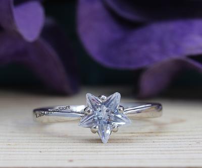 Solitaire Wedding Ring, Daily Wear Delicate Fancy Star Cut Diamond  Engagement 14K Solid White Gold Ring - Yahoo Shopping