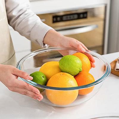 Glass Mixing Bowls with Lids Set of 3 - Large Kitchen Salad Space-Saving  Nesting Bowls, Round Serving Bowls for Cooking,Baking,Prepping,Dishwasher  Safe