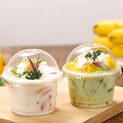 12 oz Clear Plastic Dessert Cups with Lids (Set of 50) Small Disposable  Parfait Cup, Dome Lid - No Hole, 12-Ounce Party Fruit Containers, Banana