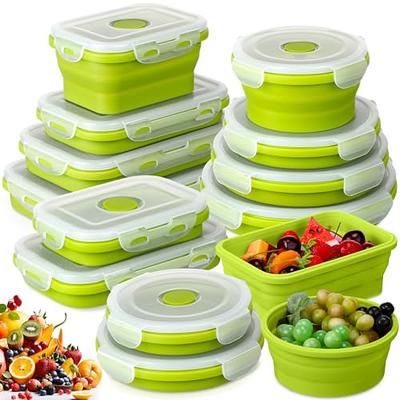 Dandat 12 Pack Silicone Collapsible Food Storage Containers 12 oz