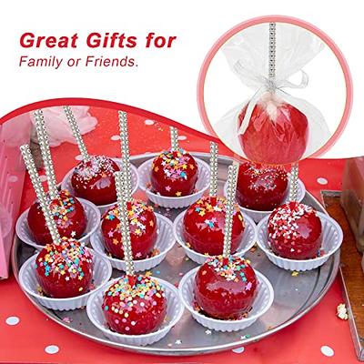 12 Pcs Rhinestone Bling Bamboo Candy Apple Sticks for Gold Cake