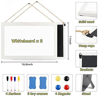 AMUSIGHT Magnetic White Board, 24 x 18 Double-Sided Dry Erase Board Black  Aluminum Frame for Wall, Hanging Whiteboard, Marker Board for Planning