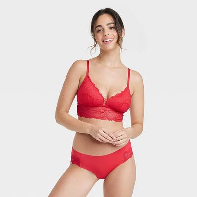 Women's Laser Cut Cheeky Underwear - Auden™ Berry Red M - Yahoo