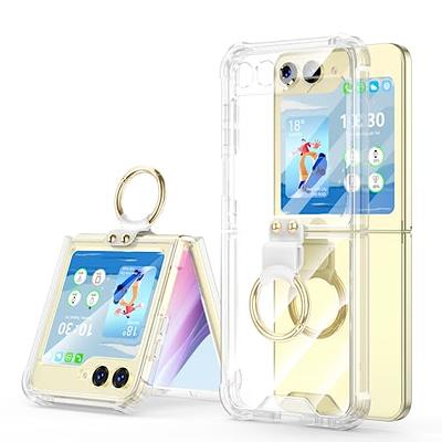 NINKI Compatible Clear Samsung Galaxy Z Flip 5 Case with Ring,Heavy Duty  Anti-Fall Silicone