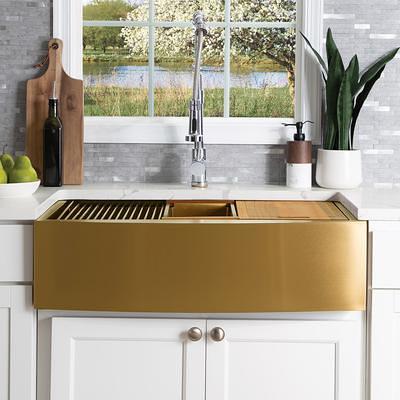 Glacier Bay Zero Radius Farmhouse/Apron-Front 16g Stainless Steel 36 in. Single Bowl Workstation Kitchen Sink with Accessories, Silver