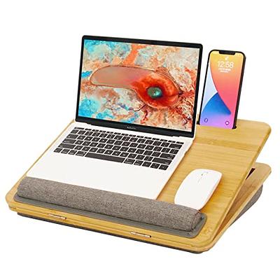 LORYERGO Lap Desk, Lap Desk for Laptop, Fits up to 15.6, Lap Stand for Bed  & Couch, Laptop Lap Desk with Cushion, w/Wrist Pad & Media Slot, for Adult
