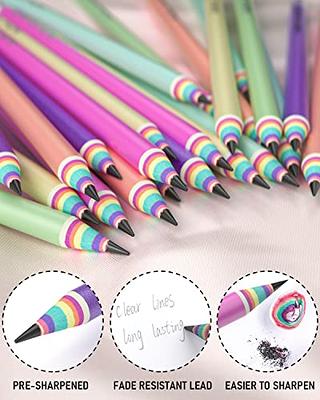 Nicpro 24PCS Rainbow Pencils HB #2, Cute Pastel Pencils Pre