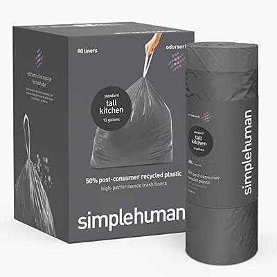 simplehuman Extra Strong Odor-Absorbing Tall Kitchen 13 Gallon Drawstring Trash  Bags, 50% PCR content, 80 Count - Yahoo Shopping