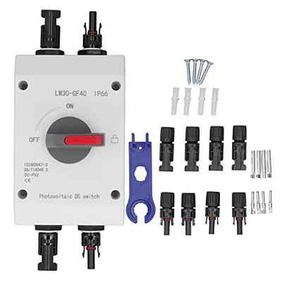 Solar PV DC Isolator Switch, 1200V DC 32A 4P Solar Disconnect Switch with  M20, M25 Connection, Waterproof IP66 Solar Combiner Box DC Quick Disconnect