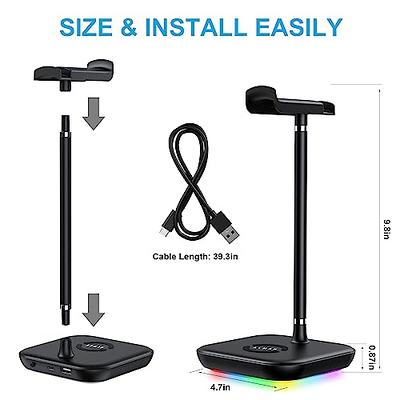 Gaming Headphone Stand PC Accessories - RGB Headset Stand with 2 USB  Charger, Cool LED Headphone Holder PC Gaming Accessories Gift for Boys Men