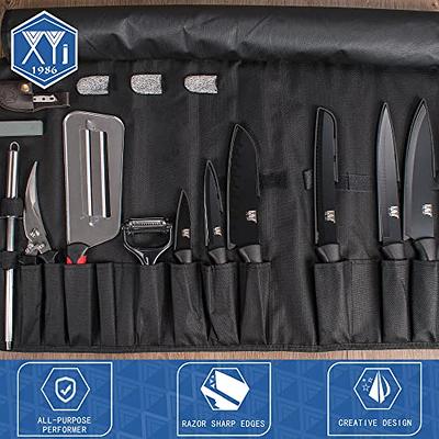 XYJ Authentic Since1986,Professional Knife Sets for Master Chefs,Kitchen  Knife Set with Bag,Cover,Scissors,Culinary Chef Butcher Cleaver,Cooking  Cutting,Utility,Bread,Santoku,Stainless Steel