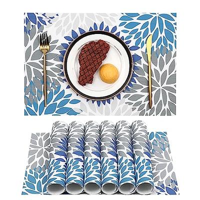 U'Artlines 6pcs Placemat, Floral Elegant Vinyl Non-Slip Insulation