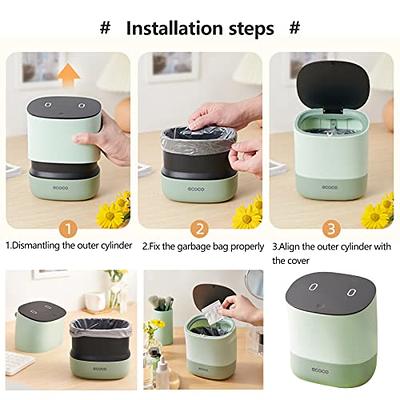 2 Pcs Plastic Mini Wastebasket Trash Can with Swing Lid with 120