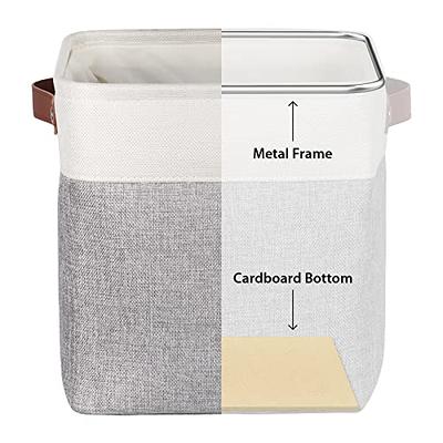 Whitmor Fabric Storage Cube - Gray with Leather Bottom