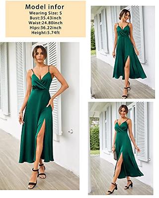 Newshows Women's Satin Green Maxi Dress V Neck Spaghetti Strap Sleeveless  Long Summer Slit Cocktail Wedding Guest Dresses 2023 (Green, Small) - Yahoo  Shopping
