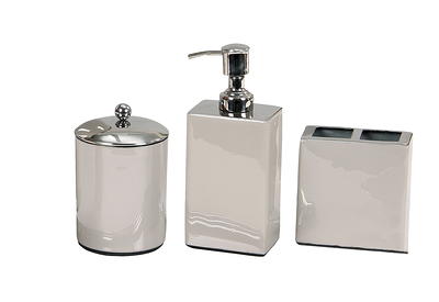 Bathroom Accessories Set of 4 Includes Soap Lotion Dispenser, Tumbler,  Tissue Box, Tray for Bath Decor, Kitchen Beige 