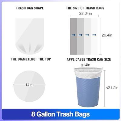 Drawstring Trash Bags, 8 Gallon, Unscented,Kitchen, bedroom, bathroom,  office, household garbage bags 100 Count