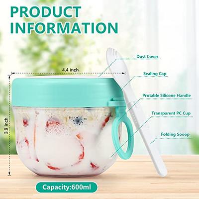 GIWULAKY 2 Pcs Overnight Oats Containers with Lid and Spoon,Wide