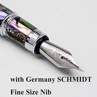 1Pc Fine Nib Fountain Pen By Black Lacquer and Silver/Gold