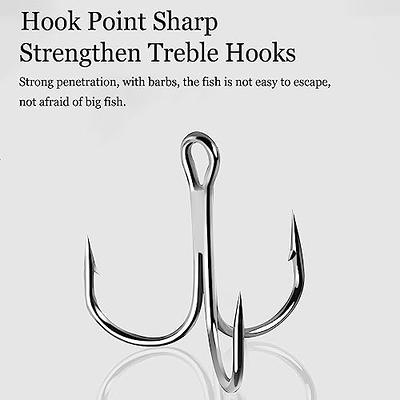 20Pcs 6# 0.75 Treble Fish Hooks Carbon Steel Sharp Bend Hook w