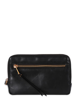 Time and Tru Women's Faux Leather Josephine Top Handle Crossbody Handbag  Black 