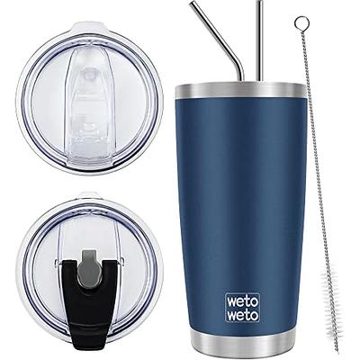 WETOWETO 20oz Tumbler with 2 lids and 2 straws, Stainless Steel